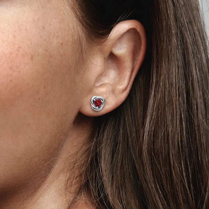 Birthstone Earrings Women Pandora July Birthstone Eternity Circle Stud Earrings Red