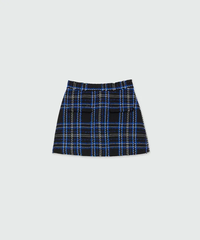 Black And Blue Tweed Tartan Skort Women MSGM Pants And Shorts