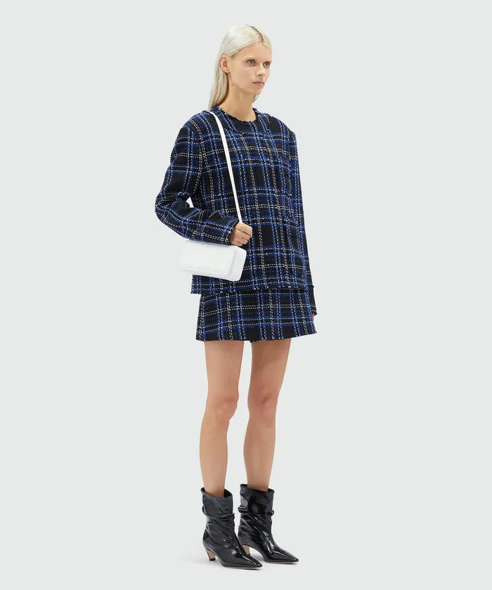 Black And Blue Tweed Tartan Skort Women MSGM Pants And Shorts