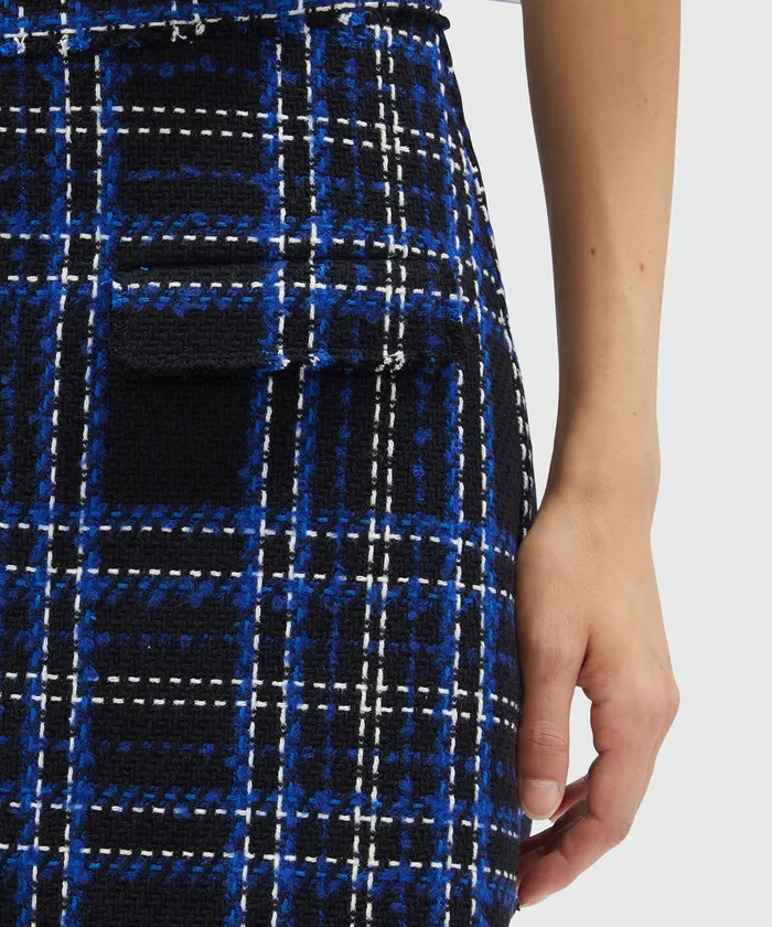 Black And Blue Tweed Tartan Skort Women MSGM Pants And Shorts