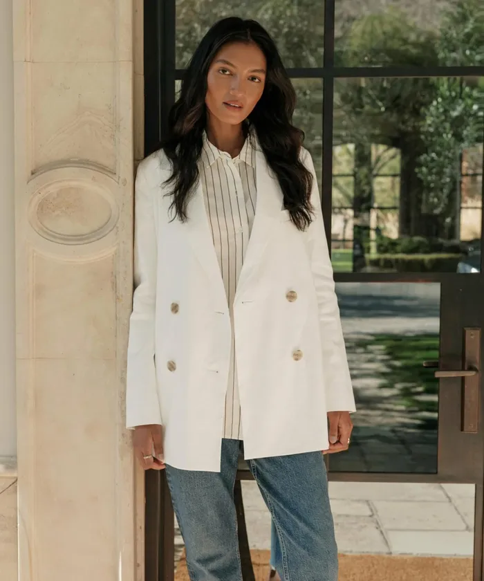 Blazers Women Jenni Kayne Linen Keaton Blazer Ivory