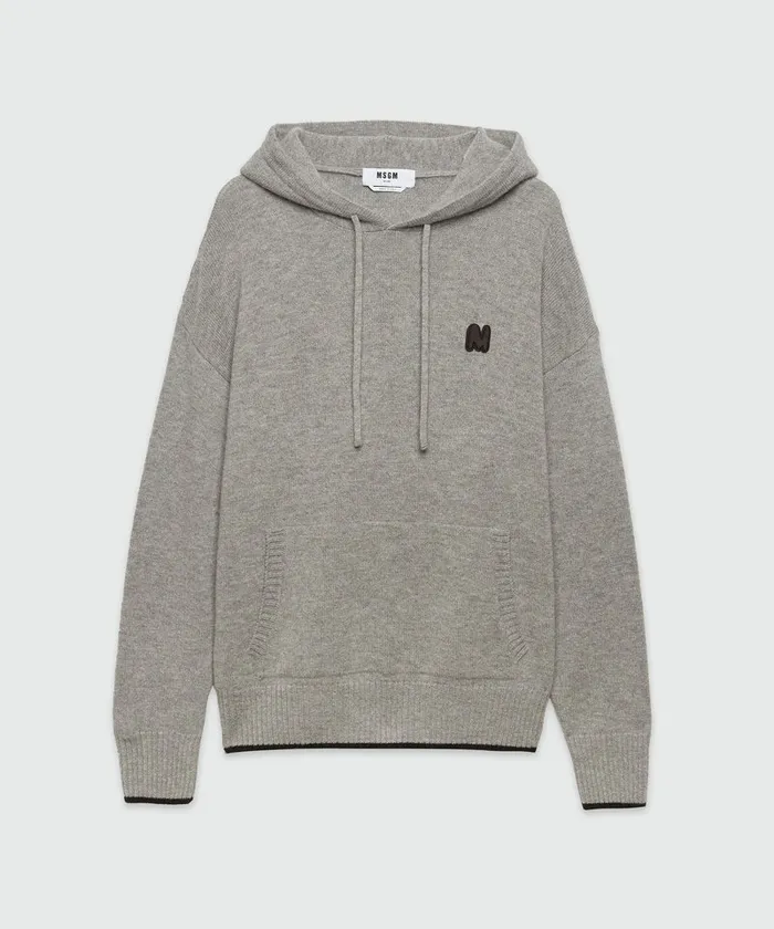 Blended Cashmere Sweater With 034Themwave034 Patch Men MSGM Knitwear