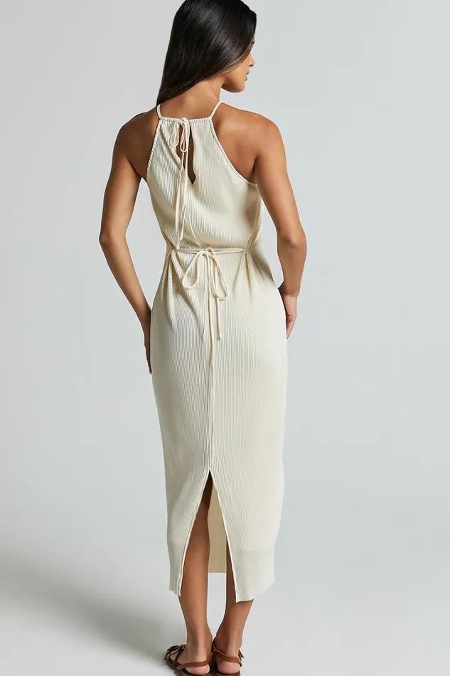 Blythe Midi Dress 8211 Halter Neck Dress In Cream Women Showpo Dresses