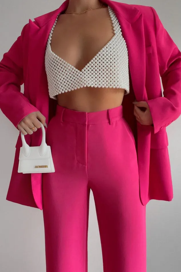 Bonnie Pants 8211 High Waisted Tailored Wide Leg Pants In Pink Women Showpo Suits and Tailoring