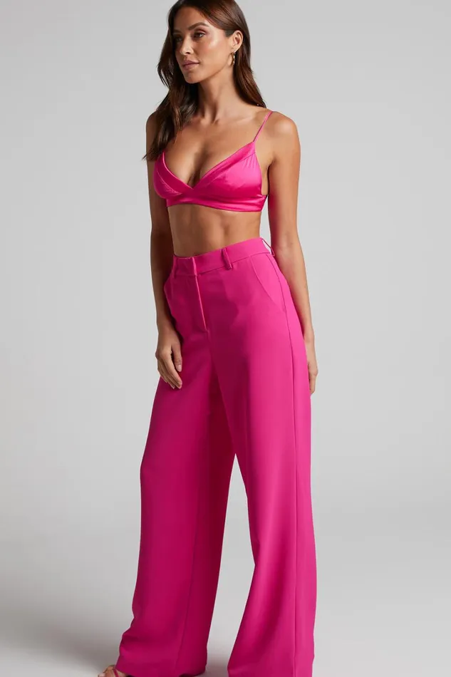 Bonnie Pants 8211 High Waisted Tailored Wide Leg Pants In Pink Women Showpo Suits and Tailoring