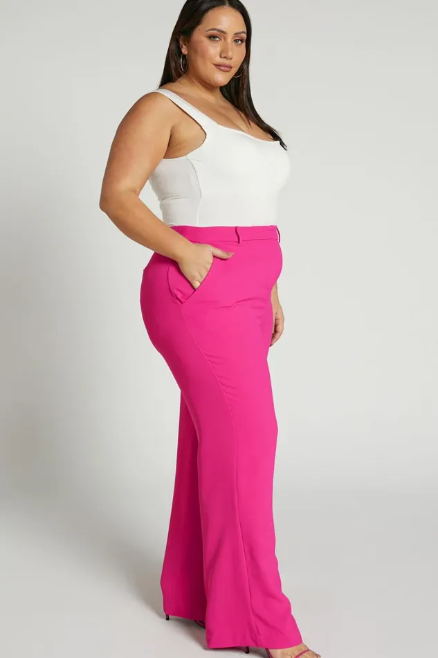Bonnie Pants 8211 High Waisted Tailored Wide Leg Pants In Pink Women Showpo Suits and Tailoring