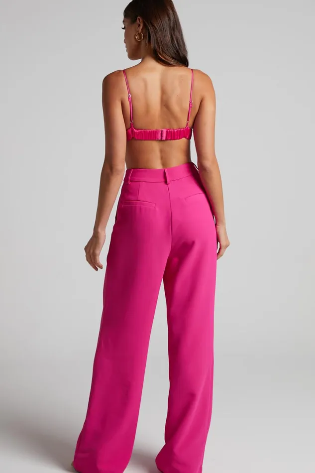 Bonnie Pants 8211 High Waisted Tailored Wide Leg Pants In Pink Women Showpo Suits and Tailoring