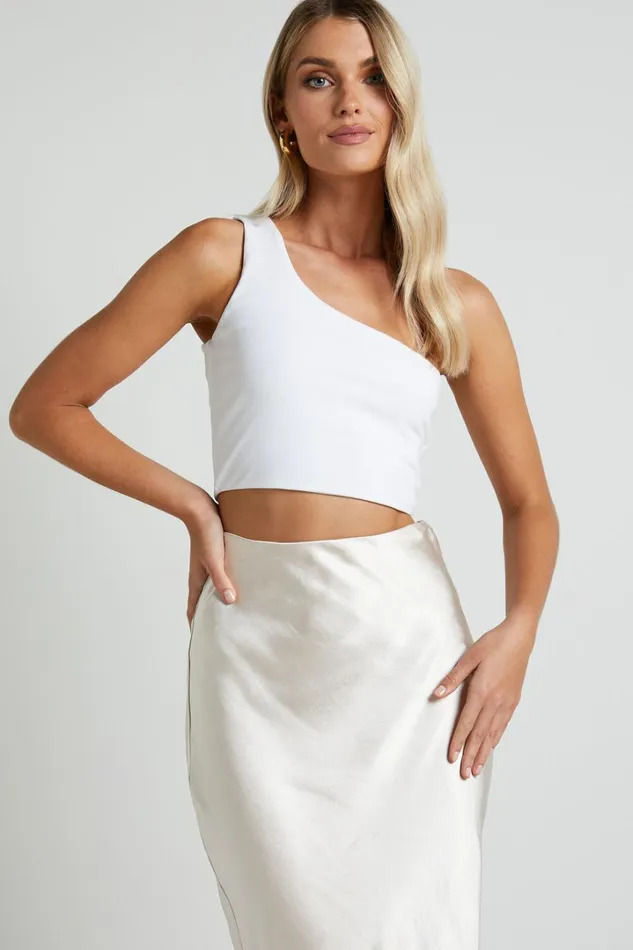 Bonny Top 8211 One Shoulder Crop Top In White Women Showpo Curve Clothes