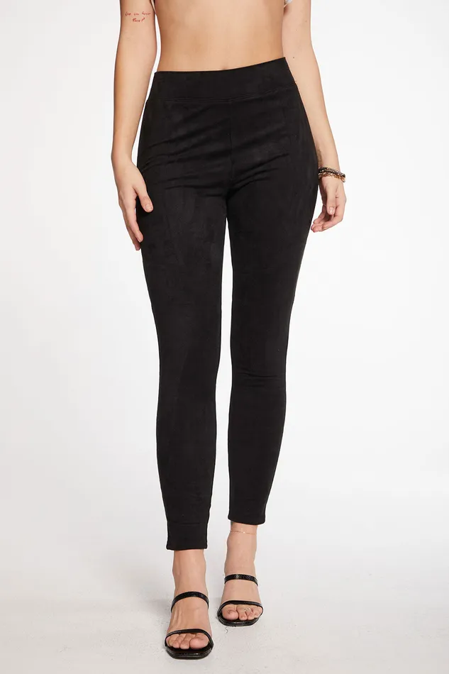 Bottoms Stretch Faux Suede Seamed Moto Legging Chaser Brand Womens