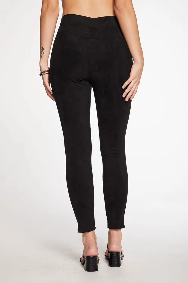 Bottoms Stretch Faux Suede Seamed Moto Legging Chaser Brand Womens