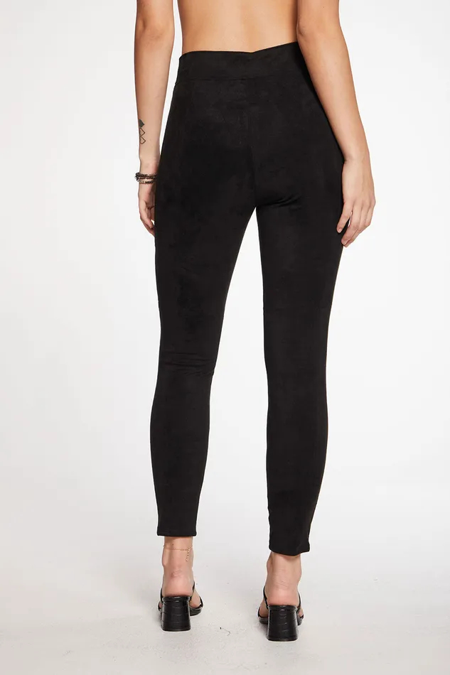 Bottoms Stretch Faux Suede Seamed Moto Legging Chaser Brand Womens