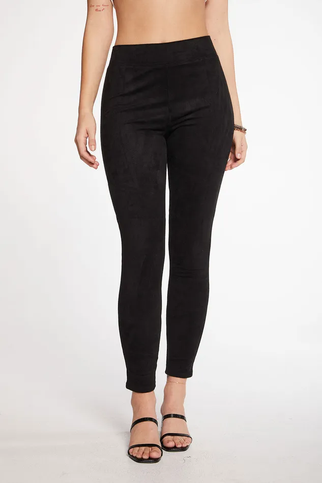Bottoms Stretch Faux Suede Seamed Moto Legging Chaser Brand Womens