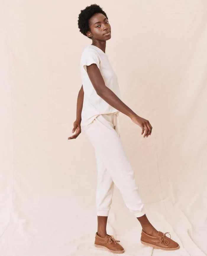 Bottoms Women039s The Great The Cropped Sweatpant Washed White