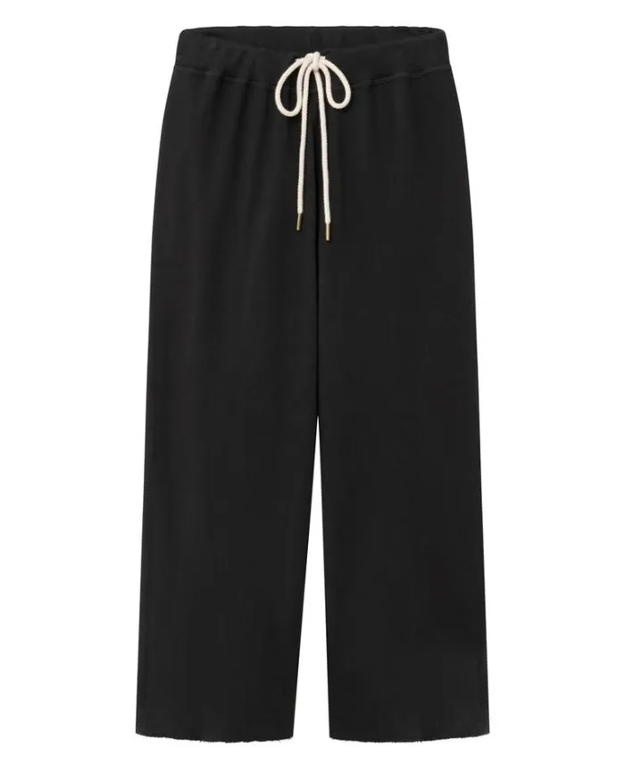 Bottoms Women039s The Great The Wide Leg Cropped Sweatpant Almost Black
