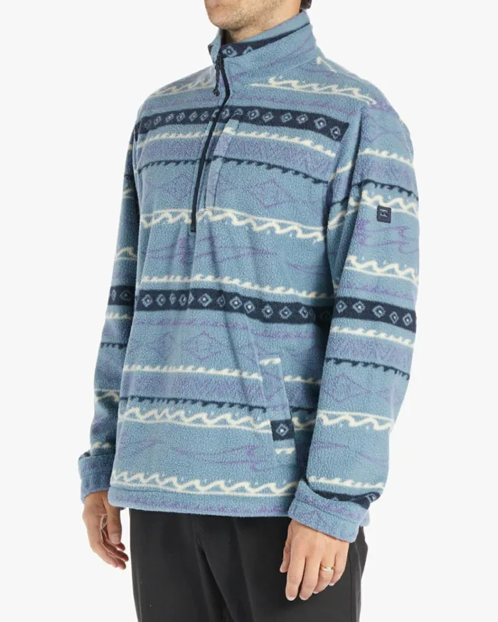 Boundary HalfZip Mock Neck Fleece Washed Blue Men Billabong Hoodies and Fleece
