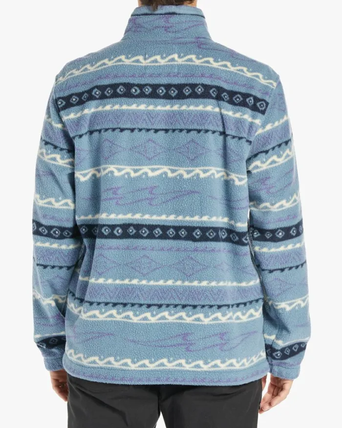 Boundary HalfZip Mock Neck Fleece Washed Blue Men Billabong Hoodies and Fleece