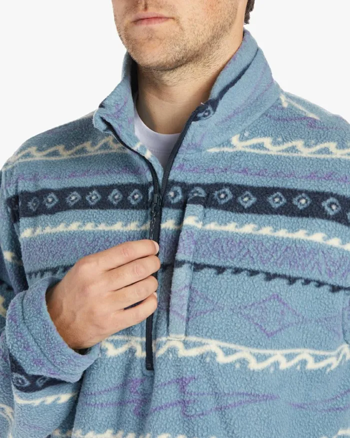 Boundary HalfZip Mock Neck Fleece Washed Blue Men Billabong Hoodies and Fleece