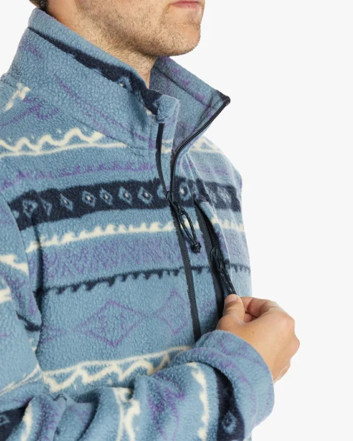 Boundary HalfZip Mock Neck Fleece Washed Blue Men Billabong Hoodies and Fleece
