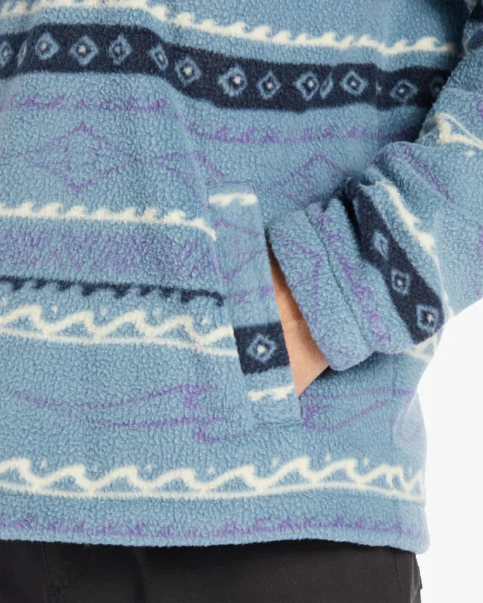 Boundary HalfZip Mock Neck Fleece Washed Blue Men Billabong Hoodies and Fleece