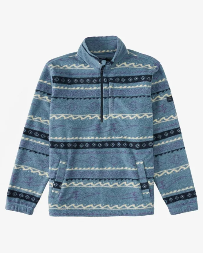 Boundary HalfZip Mock Neck Fleece Washed Blue Men Billabong Hoodies and Fleece