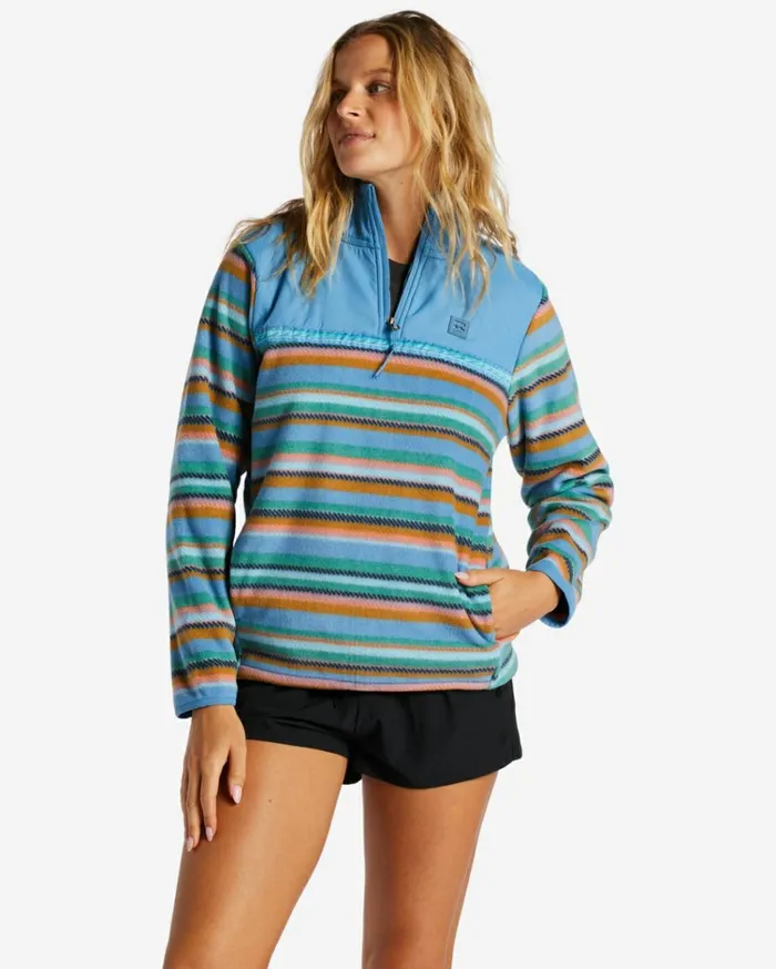 Boundary Lite Mock Neck Sweatshirt Stormy Blue Women Billabong Sweatshirts and Fleece