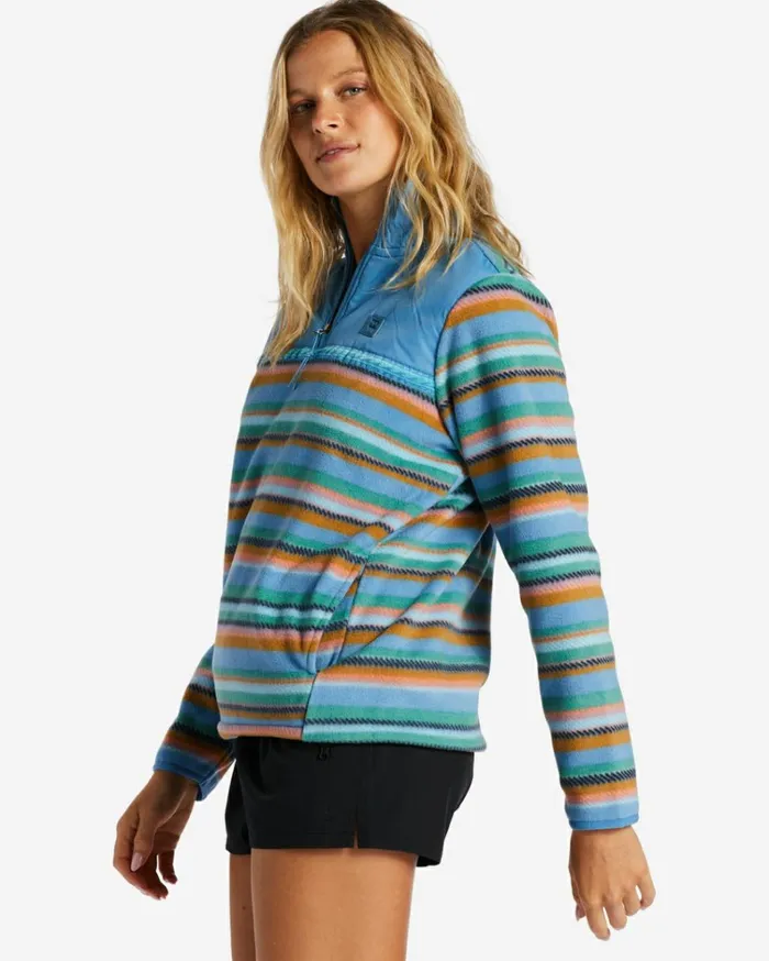 Boundary Lite Mock Neck Sweatshirt Stormy Blue Women Billabong Sweatshirts and Fleece