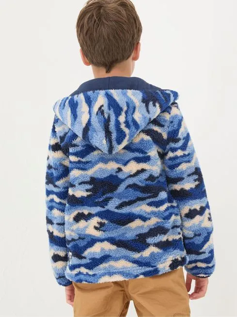 Boys Fatface Coats and Jackets Blue Camo Zip Through Fleece