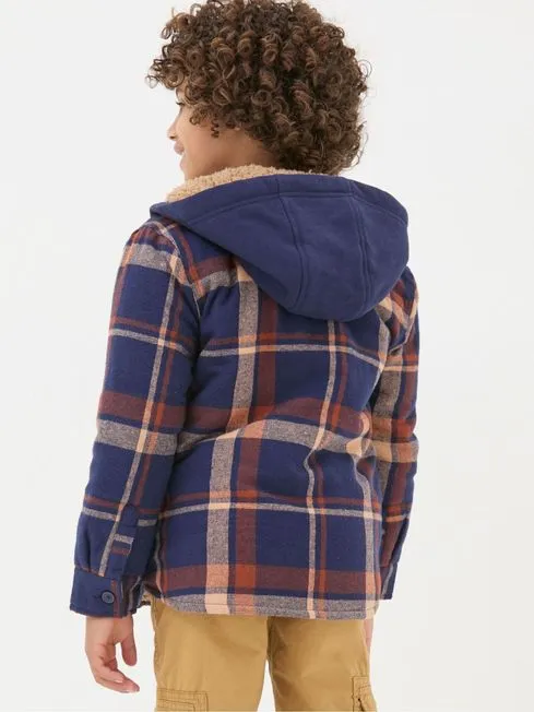 Boys Fatface Coats and Jackets Navy Blue Check Shacket Boys Fatface Coats and Jackets Navy Blue Check Shacket