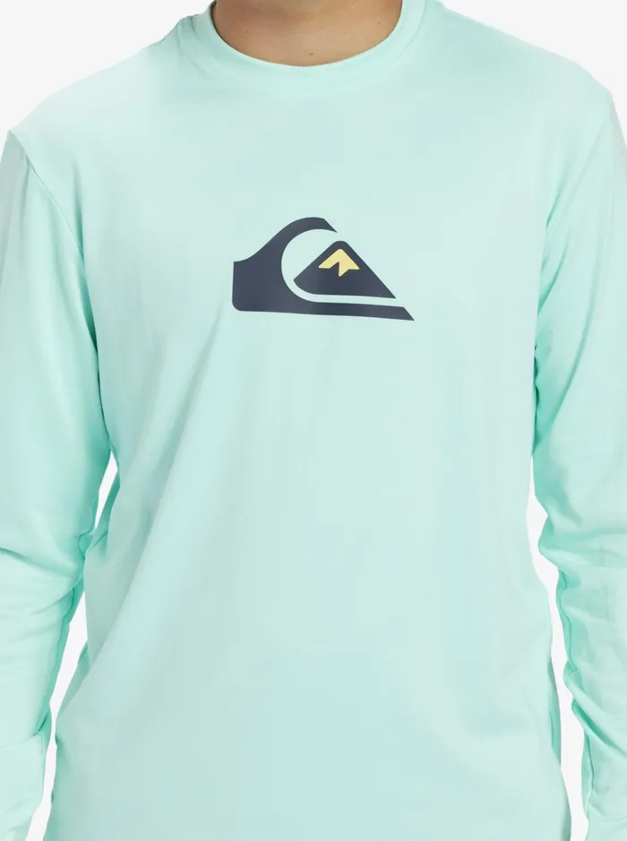 Boys Quiksilver Rashguards Boy039s 816 Solid Streak Ls Youth LSL Surf Tee Beach Glass Boys Quiksilver Rashguards Boy039s 816 Solid Streak Ls Youth LSL Surf Tee Beach Glass