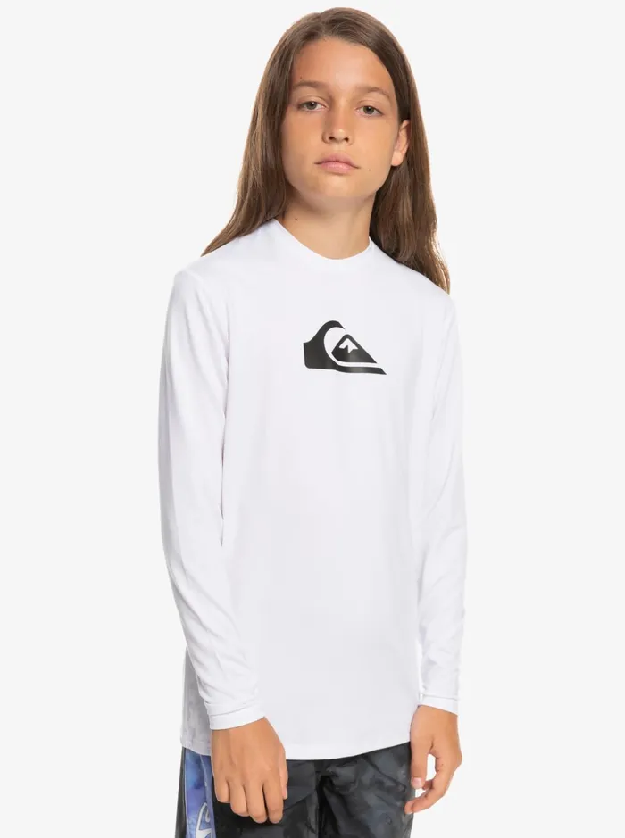 Boys Quiksilver Rashguards Boy039s 816 Solid Streak Ls Youth LSL Surf Tee White Boys Quiksilver Rashguards Boy039s 816 Solid Streak Ls Youth LSL Surf Tee White