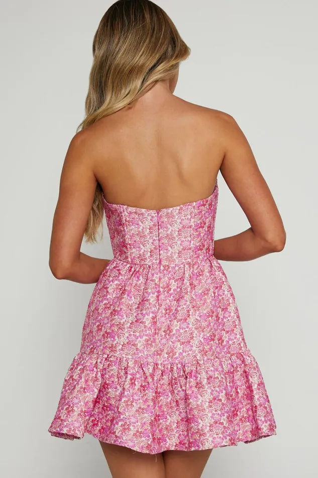 Brailey Mae Mini Dress 8211 Strapless Tiered Dress In Pink Floral Women Showpo Dresses