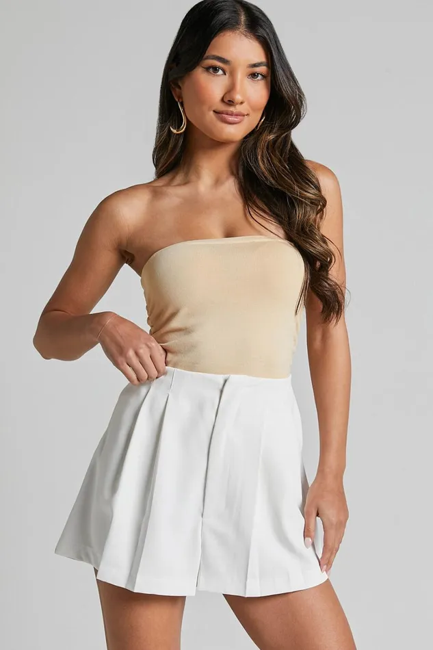 Briley Pleated Shorts 8211 High Waisted Tailored Shorts In White Women Showpo Shorts