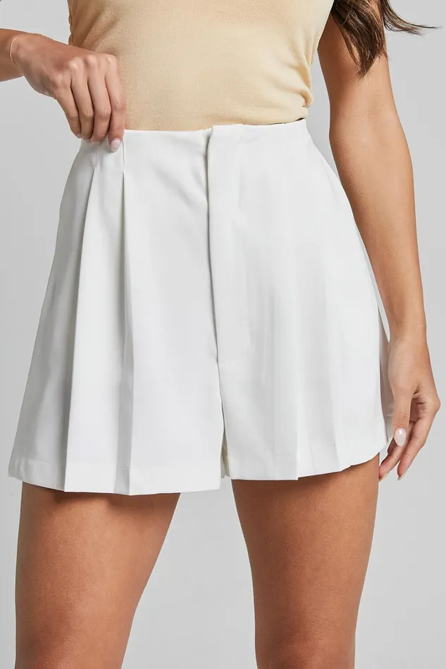 Briley Pleated Shorts 8211 High Waisted Tailored Shorts In White Women Showpo Shorts