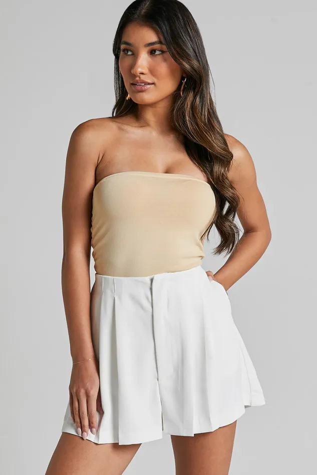 Briley Pleated Shorts 8211 High Waisted Tailored Shorts In White Women Showpo Shorts
