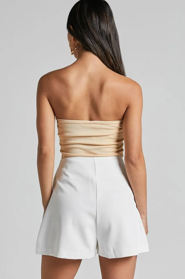Briley Pleated Shorts 8211 High Waisted Tailored Shorts In White Women Showpo Shorts