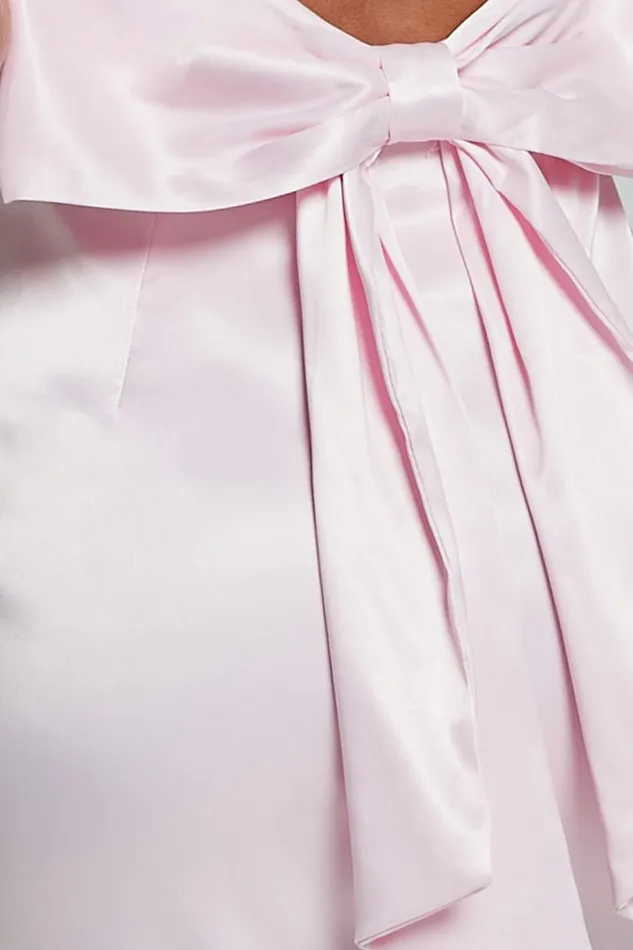 Britany Maxi Dress 8211 Halter Neck Backless Ribbon Detail Fit And Flare Dress In Pink Women Showpo Dresses
