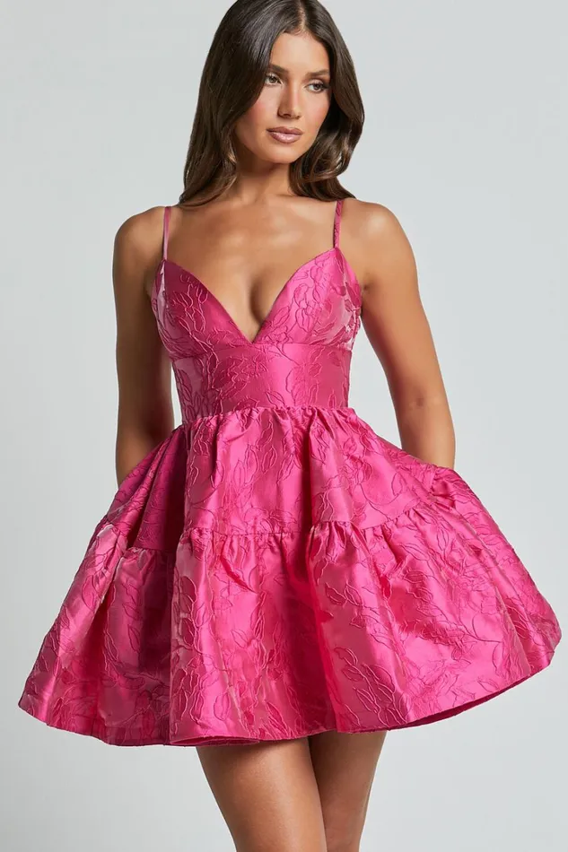 Britany Mini Dress 8211 V Neck Tiered Strappy Tiered Fit And Flare Dress In Fuchsia Women Showpo Dresses Britany Mini Dress 8211 V Neck Tiered Strappy Tiered Fit And Flare Dress In Fuchsia Women Showpo Dresses
