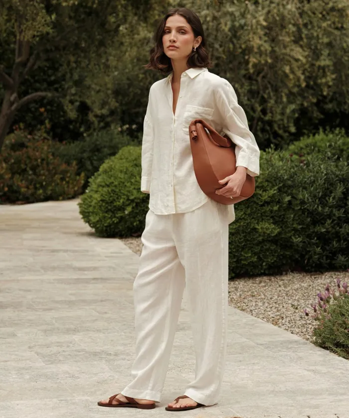 ButtonUps Women Jenni Kayne Linen Logan Shirt Ivory