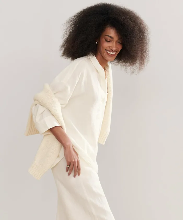 ButtonUps Women Jenni Kayne Linen Logan Shirt Ivory