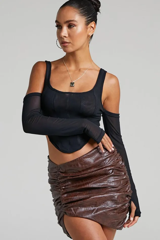 By Dyln 8211 Addy Skirt In Chocolate Women Showpo Skirts