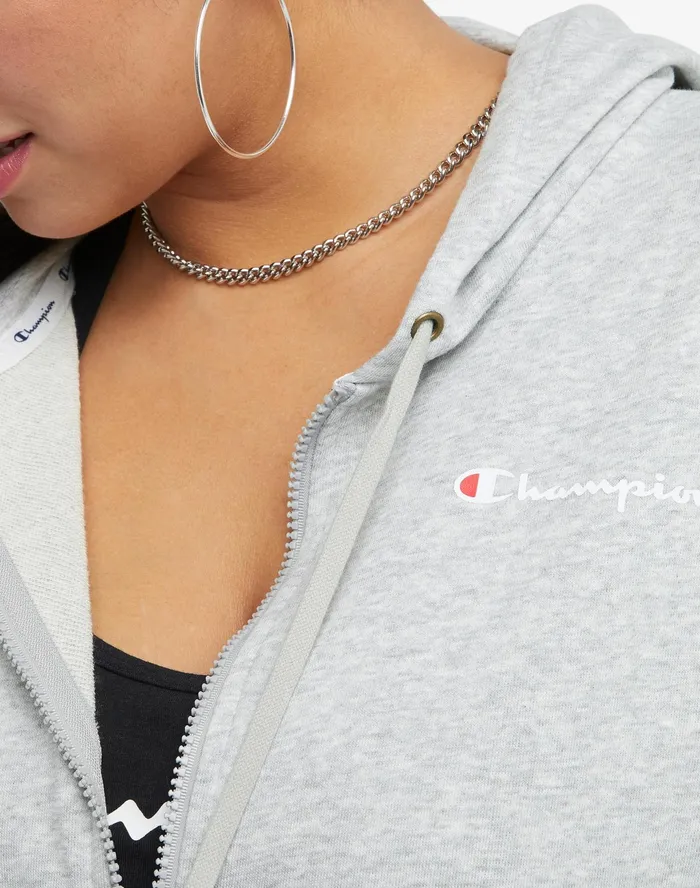 Campus French Terry Sweatshirt Script Logo Plus Size Oxford Grey Women Champion Jackets