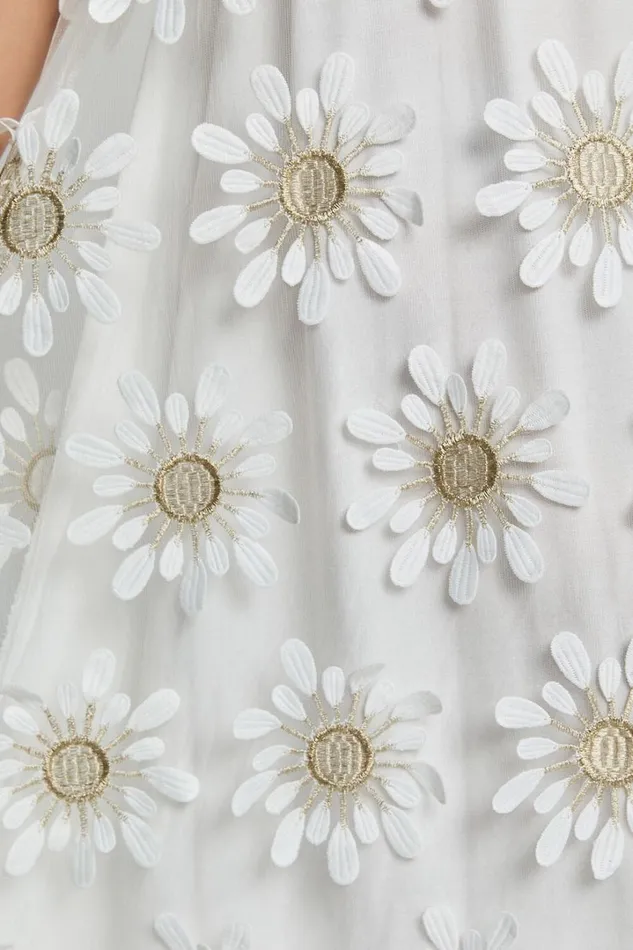 Candice Midi Dress 8211 Straight Neck Floral Embroidery Detail Shift Dress In White Women Showpo Dresses
