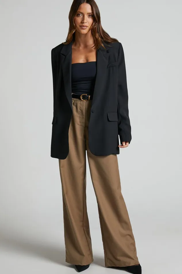 Caralina Blazer 8211 Oversized Single Breasted Blazer In Black Women Showpo Blazers
