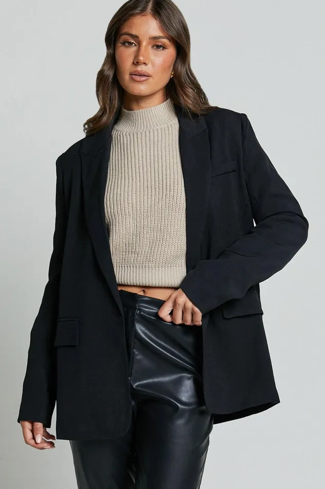 Caralina Blazer 8211 Oversized Single Breasted Blazer In Black Women Showpo Blazers