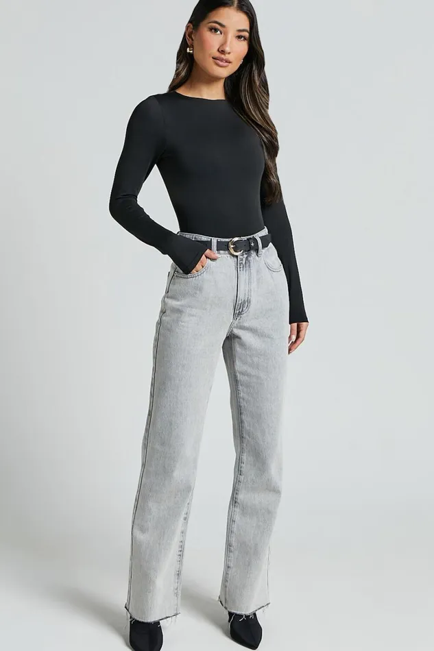Carla Bodysuit 8211 Long Sleeve Open Back Bodysuit In Black Women Showpo Tops