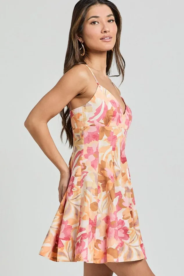 Carly Mini Dress 8211 Strappy Bust A Line Dress In Sorbet Bloom Print Women Showpo Dresses