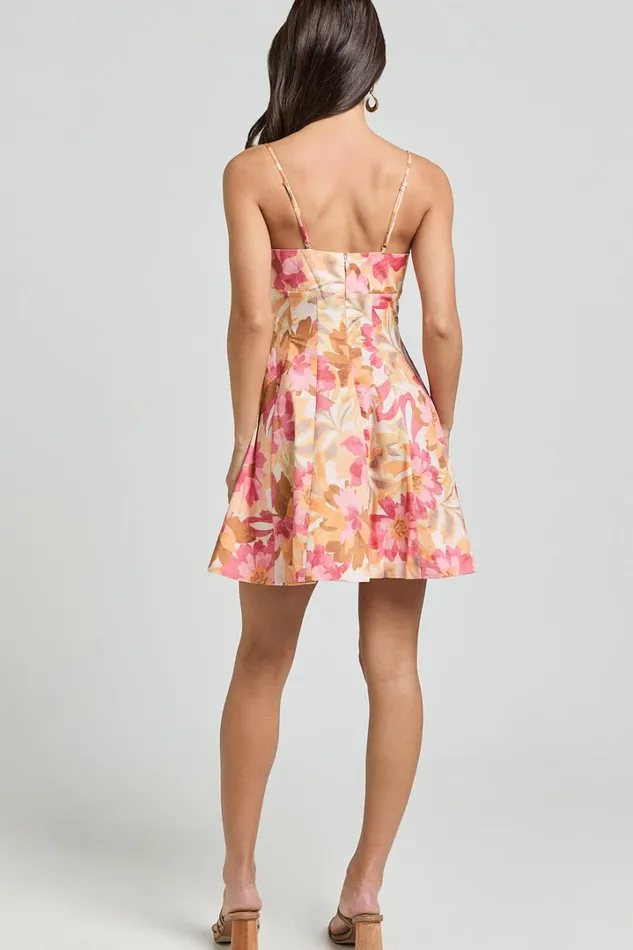 Carly Mini Dress 8211 Strappy Bust A Line Dress In Sorbet Bloom Print Women Showpo Dresses