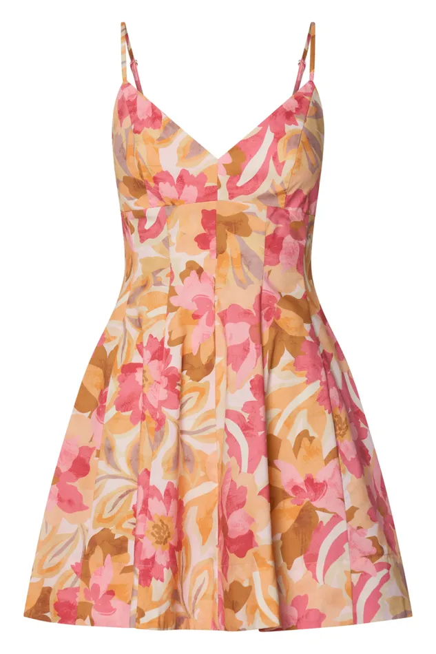 Carly Mini Dress 8211 Strappy Bust A Line Dress In Sorbet Bloom Print Women Showpo Dresses