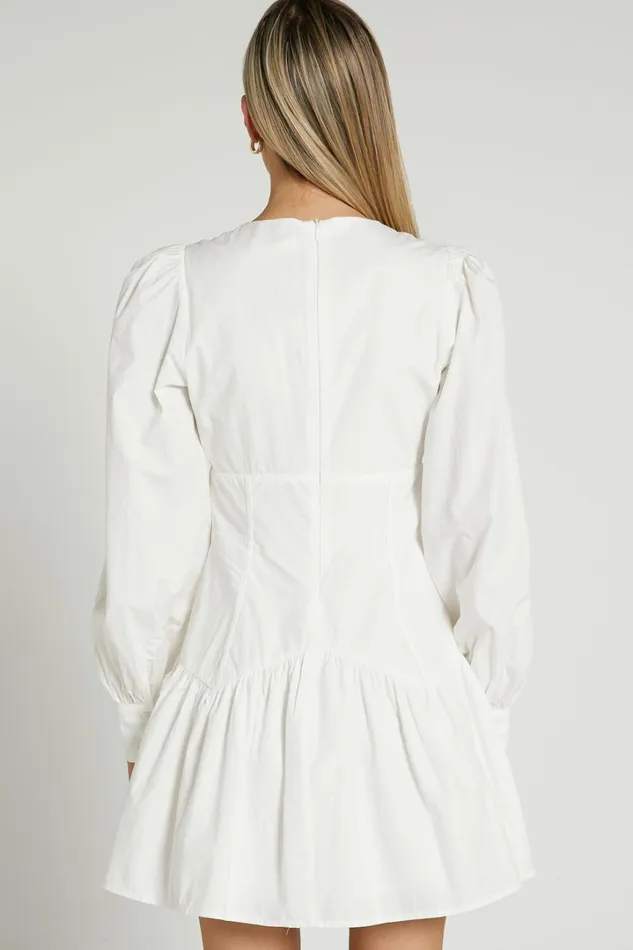 Carlyle Mini Dress 8211 Long Sleeve Corset Dress In White Women Showpo Curve Clothes