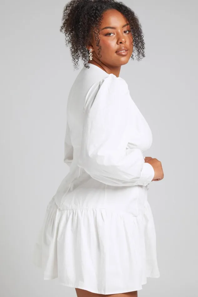 Carlyle Mini Dress 8211 Long Sleeve Corset Dress In White Women Showpo Curve Clothes
